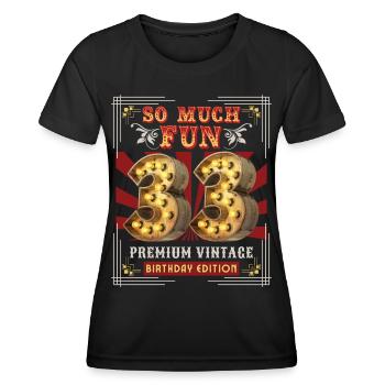 33rd birthday 33 years Vintage-Retro Fun-Birthday - Women's Functional T-Shirt - black - Front - AI Model Female 172 light (172cm)