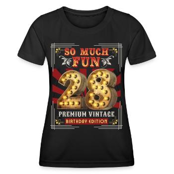 28th birthday 28 years Vintage-Retro Fun-Birthday - Women's Functional T-Shirt - black - Front - AI Model Female 172 light (172cm)
