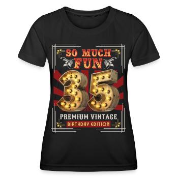 35th birthday 35 years Vintage-Retro Fun-Birthday - Women's Functional T-Shirt - black - Front - AI Model Female 172 light (172cm)