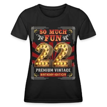 22ème anniversaire 22 ans Vintage-Retro Fun-Birthday - T-shirt sport Femme - noir - Devant - AI Model Female 172 light (172cm)