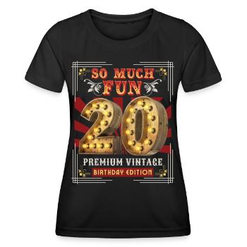 20. Geburtstag 20 Jahre Vintage-Retro Fun-Birthday - Frauen Funktions-T-Shirt - Schwarz - Vorne - AI Model Female 172 light (172cm)