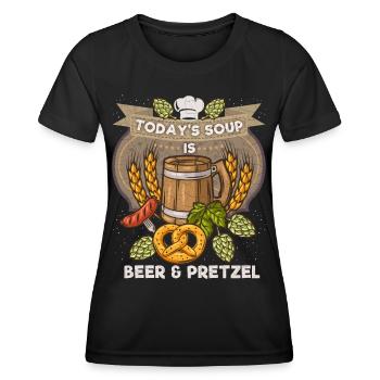 Bier und Brezel, lustiger Spruch - Frauen Funktions-T-Shirt - Schwarz - Vorne - AI Model Female 172 light (172cm)