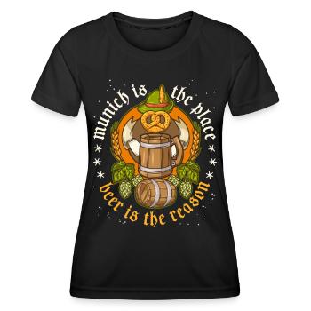 Bière, Munich, buveur de bière - T-shirt sport Femme - noir - Devant - AI Model Female 172 light (172cm)