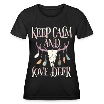 Deer antlers, deer, Keep-Calm saying - Women's Functional T-Shirt - black - Front - AI Model Female 172 light (172cm)