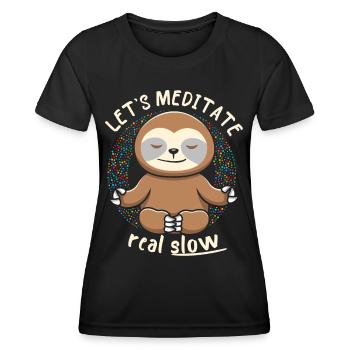 Yoga, yoga motif meditating sloth sloth - Women's Functional T-Shirt - black - Front - AI Model Female 172 light (172cm)