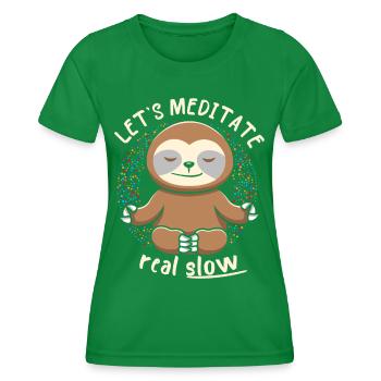 Yoga, motif de yoga méditant paresseux paresseux - T-shirt sport Femme - vert - Devant - AI Model Female 172 dark (172cm)