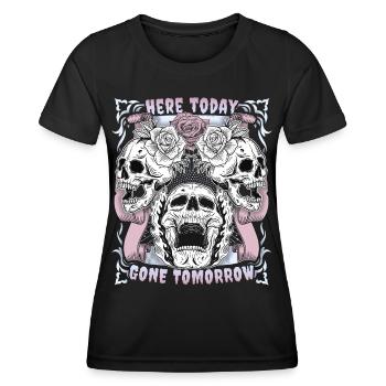 Conception de crâne de crâne avec motif de rose motif motard - T-shirt sport Femme - noir - Devant - AI Model Female 172 light (172cm)
