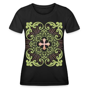 Jesus-Kreuz, Jesus Christus Kreuz, Vintage-Kreuz - Frauen Funktions-T-Shirt - Schwarz - Vorne - AI Model Female 172 light (172cm)