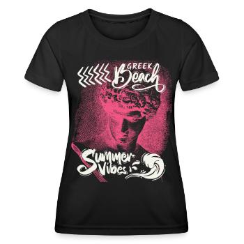 Grèce, ornement antique, drôle de dicton - T-shirt sport Femme - noir - Devant - AI Model Female 172 light (172cm)