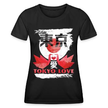 Tokyo Love, Tokyo City, Grues Origami - T-shirt sport Femme - noir - Devant - AI Model Female 172 light (172cm)