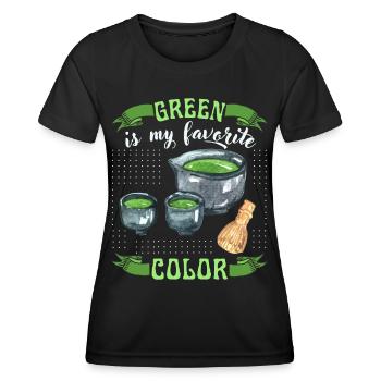 Matcha Tee, grüner Tee, lustiger Spruch - Frauen Funktions-T-Shirt - Schwarz - Vorne - AI Model Female 172 light (172cm)