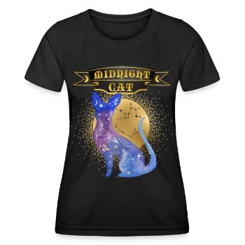 Chat Minuit-Chat Disant Ciel Étoilé Chat Siamois - T-shirt sport Femme - noir - Devant - AI Model Female 172 light (172cm)