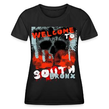 Vintage-Design New York-Bronx mit Totenkopf - Frauen Funktions-T-Shirt - Schwarz - Vorne - AI Model Female 172 light (172cm)