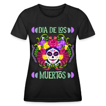 Dia-de-los-Muertos, Mexiko, La-Catrina sugar-skull - Frauen Funktions-T-Shirt - Schwarz - Vorne - AI Model Female 172 light (172cm)
