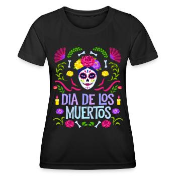 Dia-de-los-Muertos, La-Catrina sugar-skull, Mexiko - Frauen Funktions-T-Shirt - Schwarz - Vorne - AI Model Female 172 light (172cm)