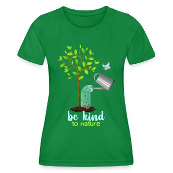 Nature conservation, tree and watering can, environmental protection - Women's Functional T-Shirt - kelly green - Front - AI Model Female 172 dark (172cm)