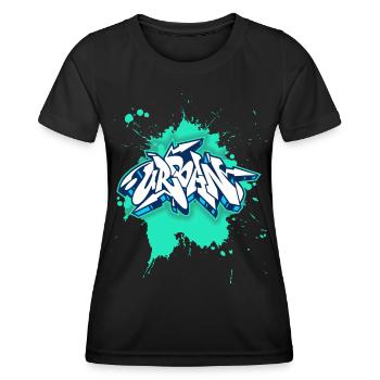 Graffiti urbain, style grunge, graffiti grunge - T-shirt sport Femme - noir - Devant - AI Model Female 172 light (172cm)