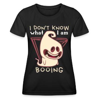 Lustiger-Geist, Boo-Schrecken Spruch Halloween - Frauen Funktions-T-Shirt - Schwarz - Vorne - AI Model Female 172 light (172cm)