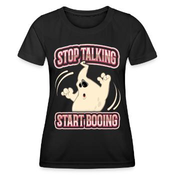 Lustiger-Geist, Spruch Halloween Comic-Book Stil - Frauen Funktions-T-Shirt - Schwarz - Vorne - AI Model Female 172 light (172cm)