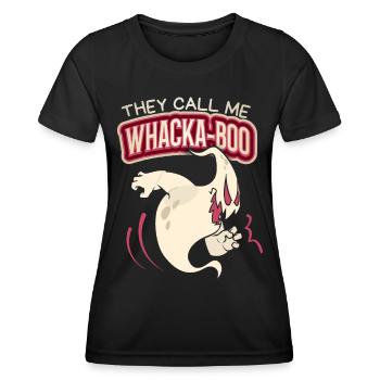 Lustiger-Geist, Spruch Halloween Whacka-Boo - Frauen Funktions-T-Shirt - Schwarz - Vorne - AI Model Female 172 light (172cm)