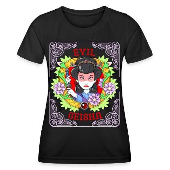 Geisha-Girl, Japan, Comic Style, - Frauen Funktions-T-Shirt - Schwarz - Vorne - AI Model Female 172 light (172cm)