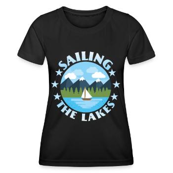 Sailor, sailboat, dinghy, funny saying - Women's Functional T-Shirt - black - Front - AI Model Female 172 light (172cm)