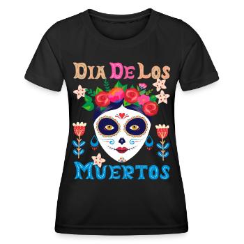 Dia-de-los-Muertos, La-Catrina Mexiko, sugar-skull - Frauen Funktions-T-Shirt - Schwarz - Vorne - AI Model Female 172 light (172cm)