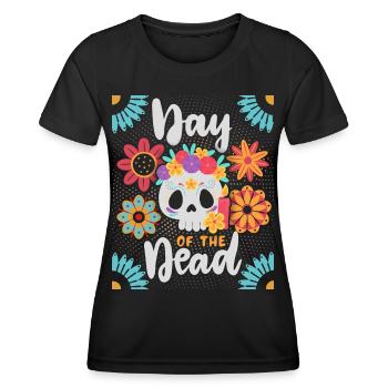 Day-of-the-Dead, Sugar-Skull - Women's Functional T-Shirt - black - Front - AI Model Female 172 light (172cm)