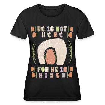 Jesus-Himmelfahrt, Bibelspruch, Auferstehung - Frauen Funktions-T-Shirt - Schwarz - Vorne - AI Model Female 172 light (172cm)