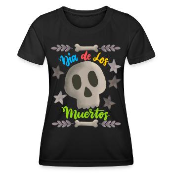 Dia-de-los-Muertos, Day-of-the-Dead, Sugar-Skull - Women's Functional T-Shirt - black - Front - AI Model Female 172 light (172cm)