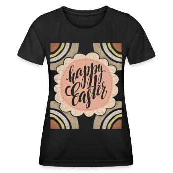 Vintage Easter Happy Easter Saying Calligraphy - Women's Functional T-Shirt - black - Front - AI Model Female 172 light (172cm)
