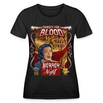 Vampire Bloodsucker Horror Movie Vintage Movie Poster - Women's Functional T-Shirt - black - Front - AI Model Female 172 light (172cm)