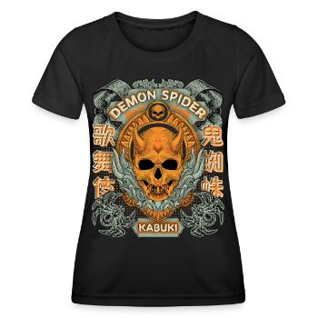 Kabuki-Theater, Japanisches Theater, Spinne Maske - Frauen Funktions-T-Shirt - Schwarz - Vorne - AI Model Female 172 light (172cm)