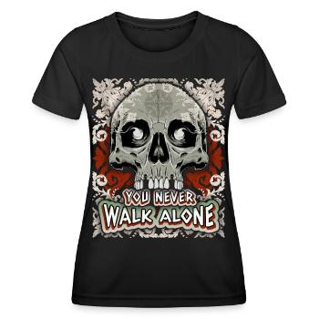 Skull, baroque pattern, funny saying, gothic - Women's Functional T-Shirt - black - Front - AI Model Female 172 light (172cm)