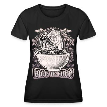 Rice, rice bowl, rice farmer, saying - Women's Functional T-Shirt - black - Front - AI Model Female 172 light (172cm)
