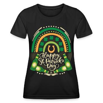 St Patrick's Day Beer Drinker, Irish, Rainbow - Women's Functional T-Shirt - black - Front - AI Model Female 172 light (172cm)