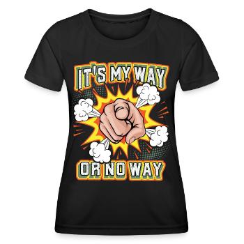 Pop-Art, Hand und Zeigefinger, lustiger Spruch - Frauen Funktions-T-Shirt - Schwarz - Vorne - AI Model Female 172 light (172cm)