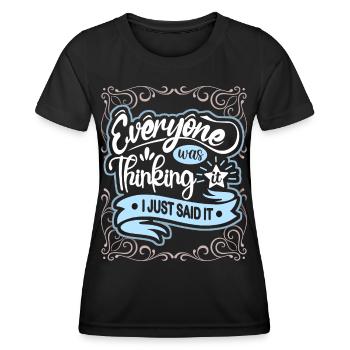 Dicton, lecture de l’, typographie de style vintage - T-shirt sport Femme - noir - Devant - AI Model Female 172 light (172cm)