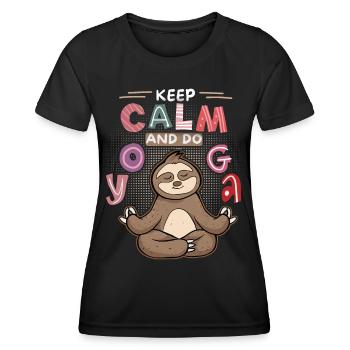 Yoga, Yoga Paresseux, Yoga-Paresseux, Garde-calme, Dire - T-shirt sport Femme - noir - Devant - AI Model Female 172 light (172cm)