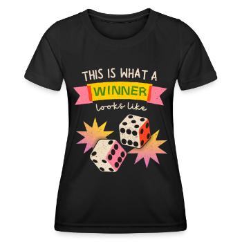 Winner Winner, Dice Gamer Saying Dice Game - Women's Functional T-Shirt - black - Front - AI Model Female 172 light (172cm)