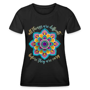 Mandala motivation, motivational saying, saying - Women's Functional T-Shirt - black - Front - AI Model Female 172 light (172cm)