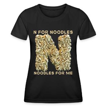 Nouilles, pâtes, drôle de dicton, quota de nouilles - T-shirt sport Femme - noir - Devant - AI Model Female 172 light (172cm)