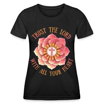 Jesus Christ with 3D mandala, Christian saying - Women's Functional T-Shirt - black - Front - AI Model Female 172 light (172cm)