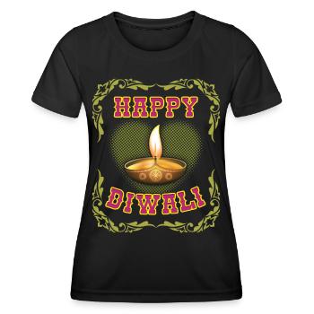 Happy-Diwali, Indian Festival of Lights Diwali, India - Women's Functional T-Shirt - black - Front - AI Model Female 172 light (172cm)