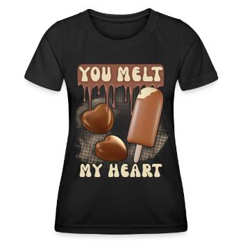 Chocolate Valentine's Day, Chocolate ice cream, couples couples - Women's Functional T-Shirt - black - Front - AI Model Female 172 light (172cm)