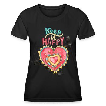 Cœur peint à la main avec la Saint-Valentin disant - T-shirt sport Femme - noir - Devant - AI Model Female 172 light (172cm)
