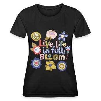 Kawaii-Blumen, Kawaii-Spruch, Typografie-Spruch - Frauen Funktions-T-Shirt - Schwarz - Vorne - AI Model Female 172 light (172cm)