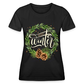 Winter Typography Winter-Magic Winter pine cones - Women's Functional T-Shirt - black - Front - AI Model Female 172 light (172cm)