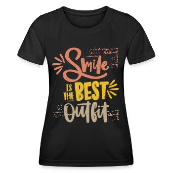 Smile smile, motivation, typography saying - Women's Functional T-Shirt - black - Front - AI Model Female 172 light (172cm)