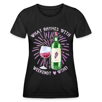 Wine, red wine, funny saying for wine drinkers - Women's Functional T-Shirt - black - Front - AI Model Female 172 light (172cm)